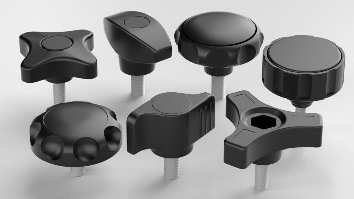 Pomos de apriete macho de plástico-metal