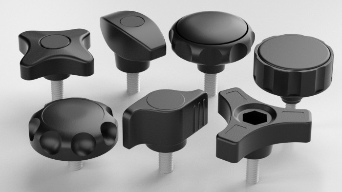 Manopole di serragio maschio in plastica e metallo