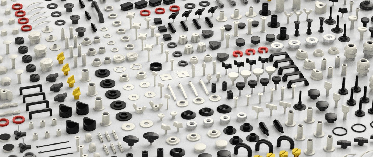 Fixations en plastique : rondelles, vis, entretoises etc.