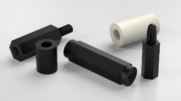 Entretoises taraudées et filetées en plastique